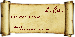 Lichter Csaba névjegykártya